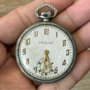 Vintage Admiral Swiss Pocket Watch Art Deco Sub Seconds Non Running